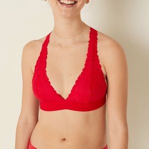 VS Pink • Red Floral Lace Racerback Bralette Size XS